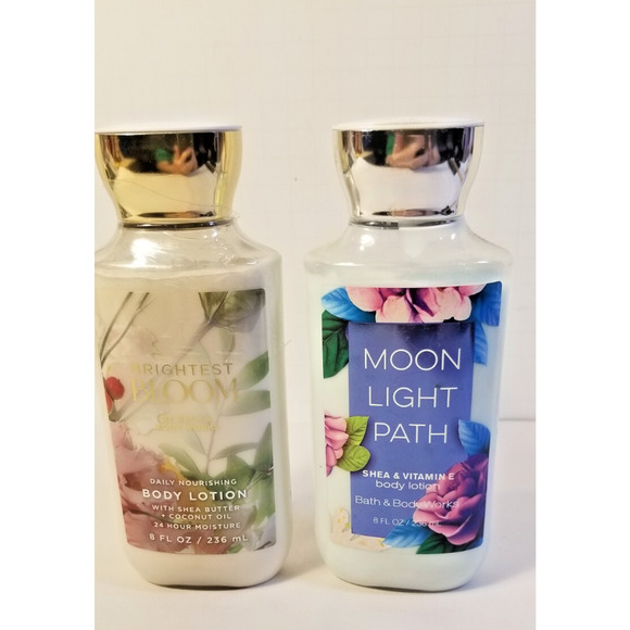 Bath & Body Works LOT 2 Body Lotion Cream 8 Moonlight Path/Brightest Bloom New - Picture 1 of 3